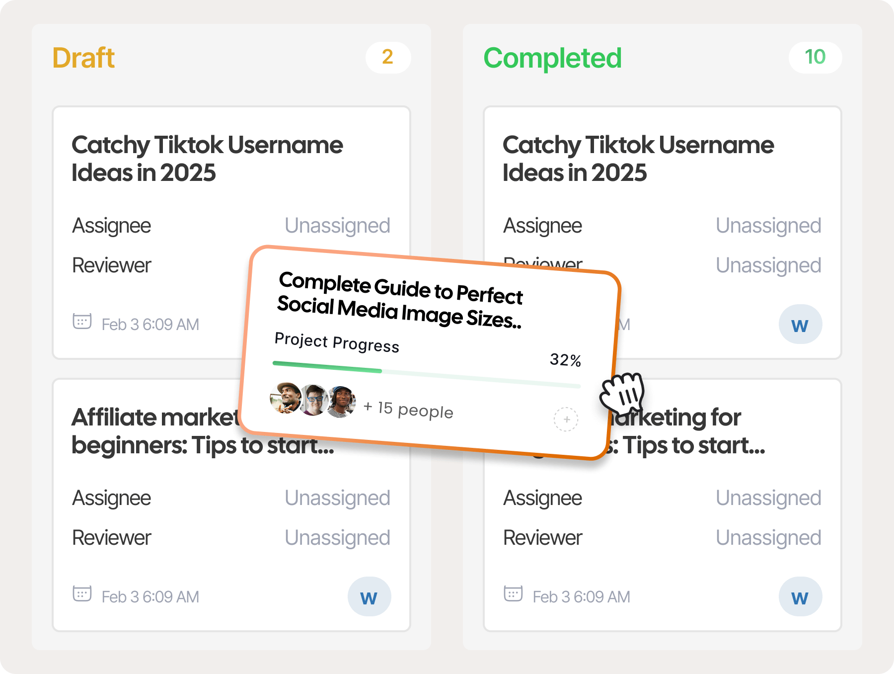 Content calendar & bulk creation