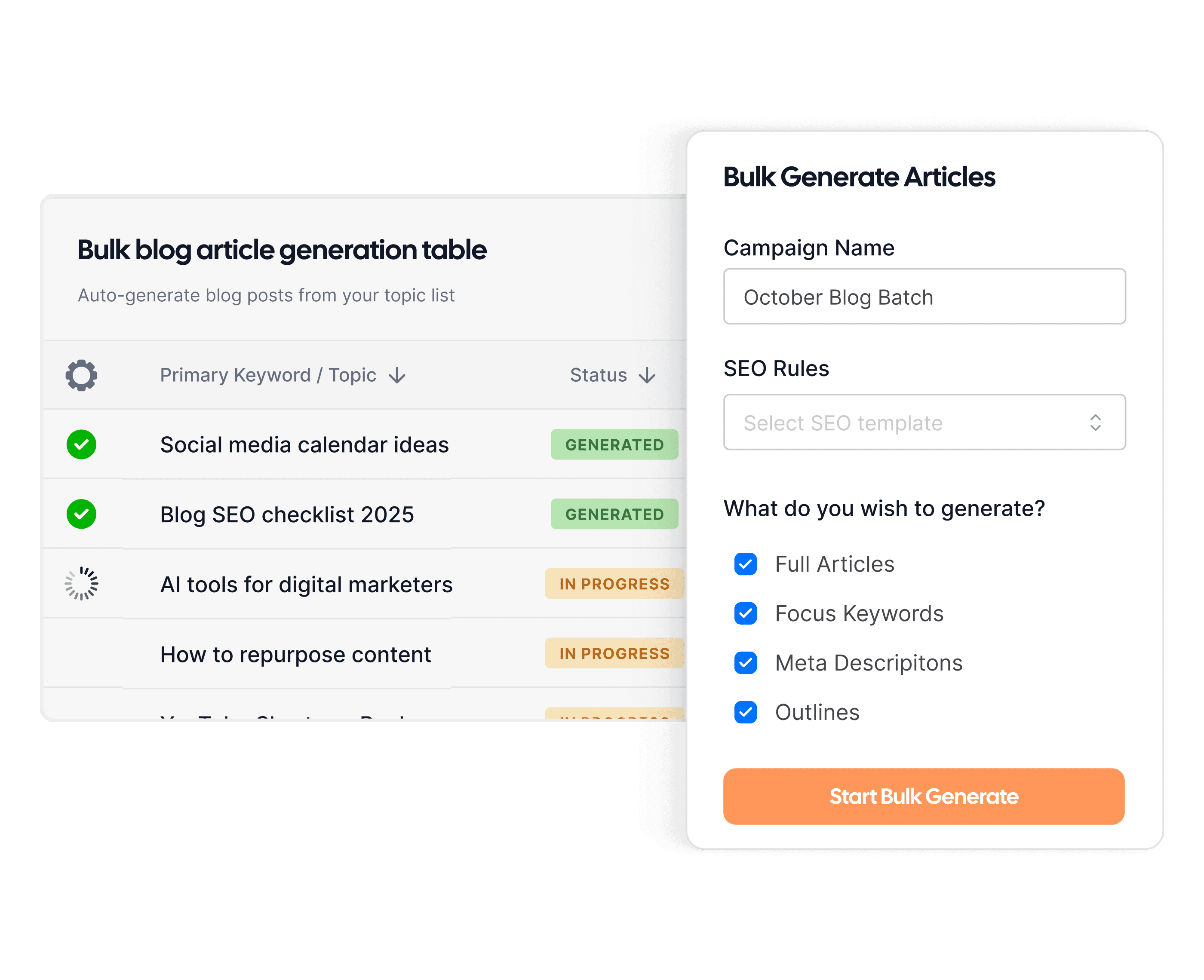 Create, publish, & scale in bulk